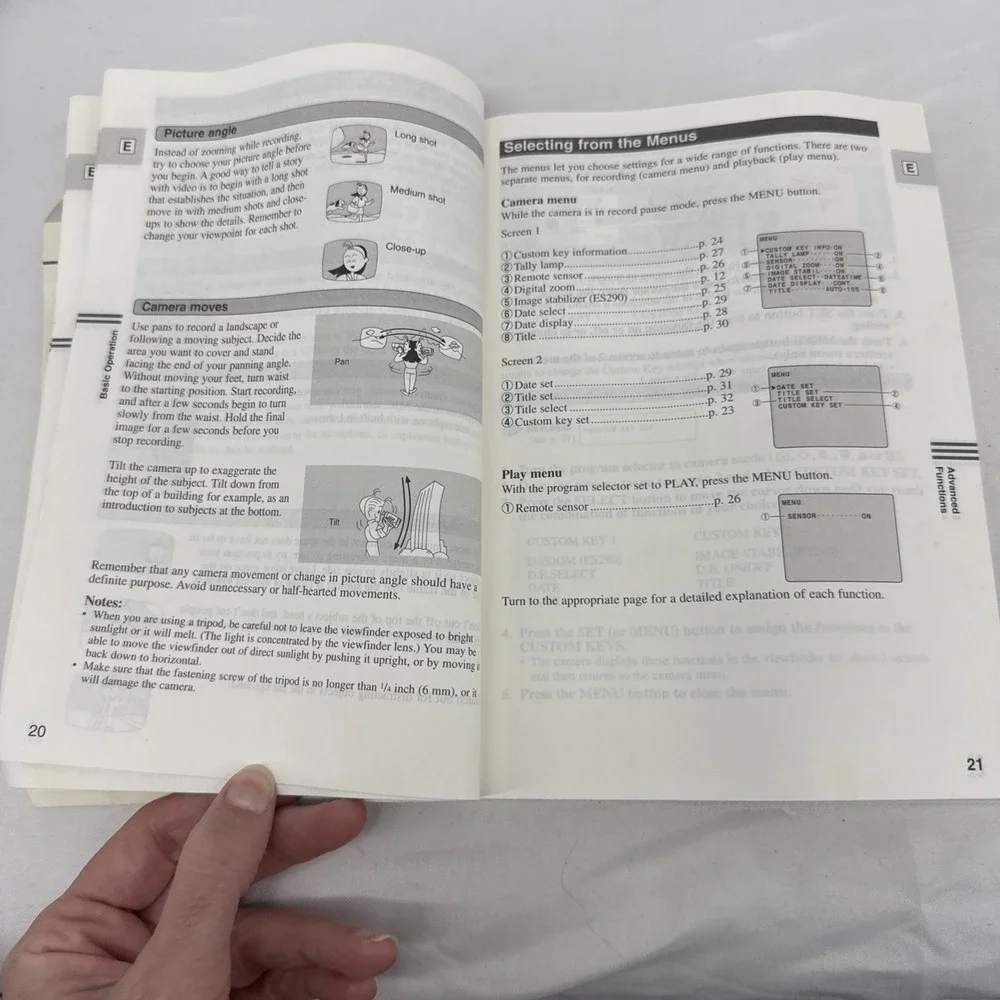 Canon ES190/ES29. 8mm Video Camcorder Instruction Manual, English French Spanish